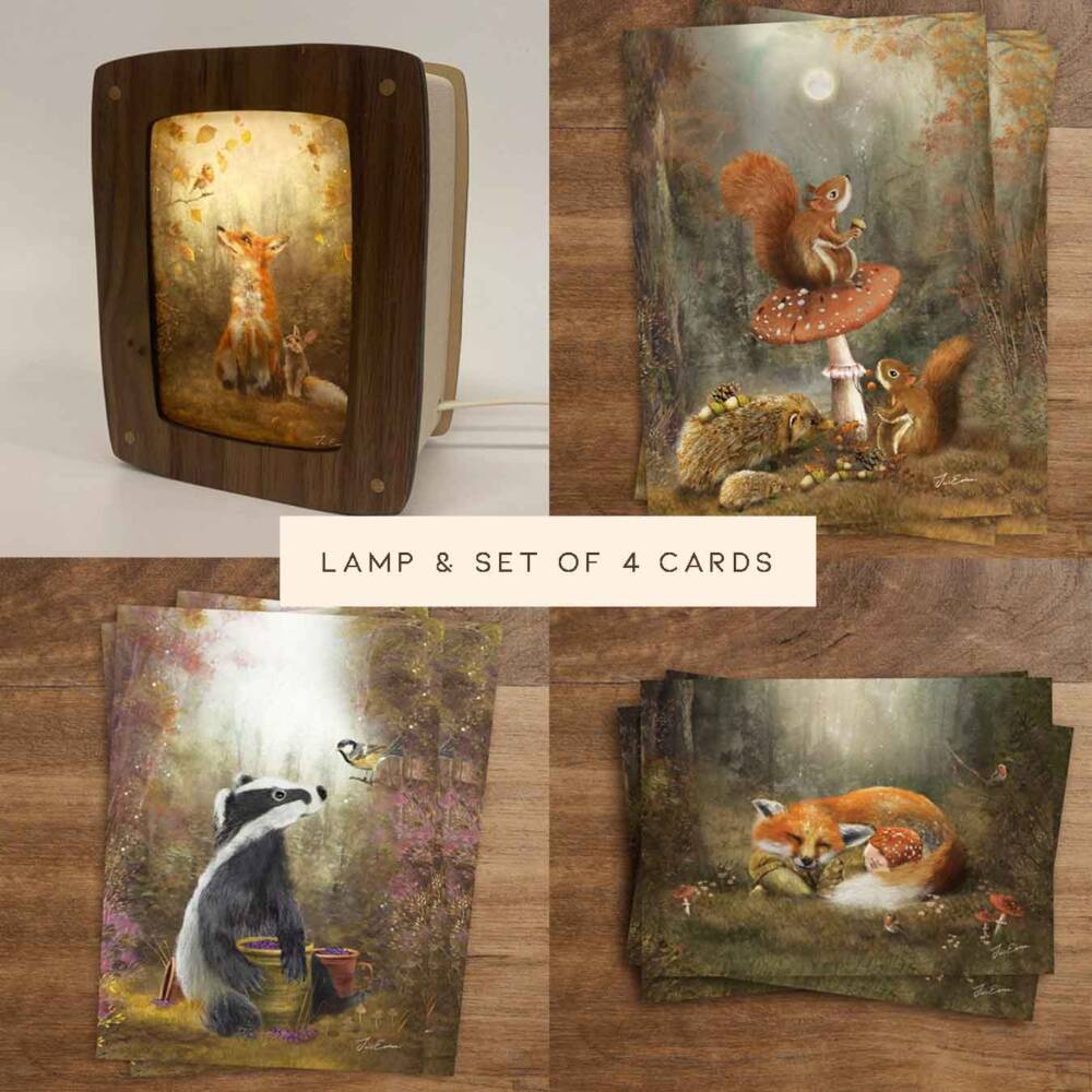 Postcard lamp & Woodland set