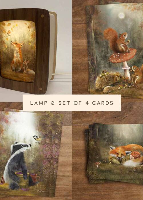 Postcard lamp & Woodland set