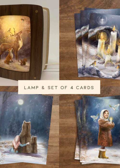 Postcard lamp & Winter set of 4