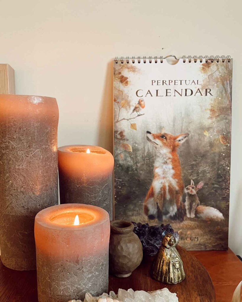 Fairytale woodland animals grace the cover of this perpetual calendar with 12 enchanting art prints by Iris Esther.