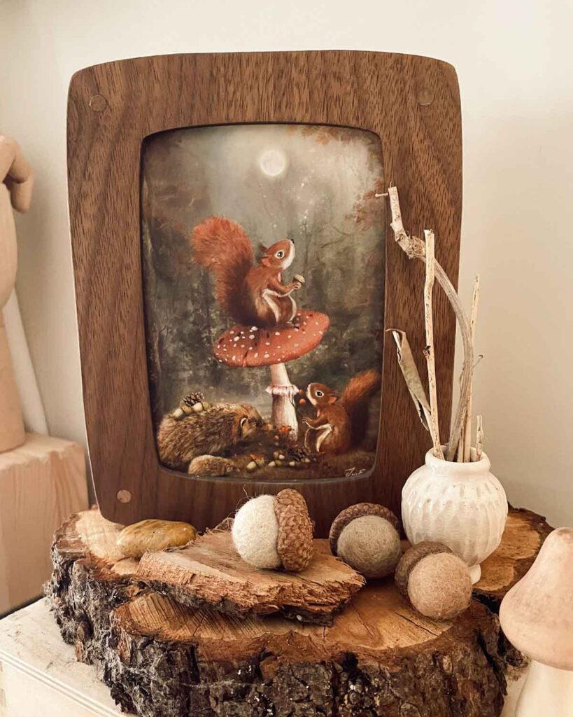 Seasonal rhythm postcard lightbox with storybook charm – made in the Netherlands for cozy, tradition-filled spaces.