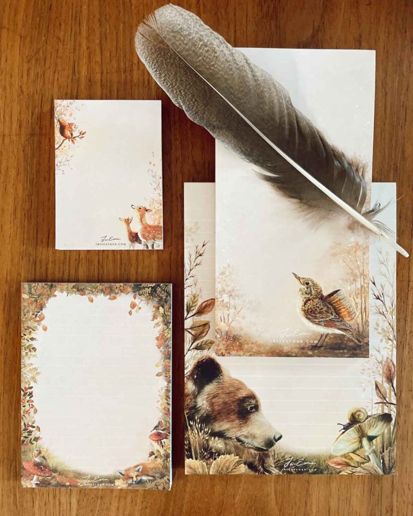 set of 4 notepads in different sizes with fairytale images
