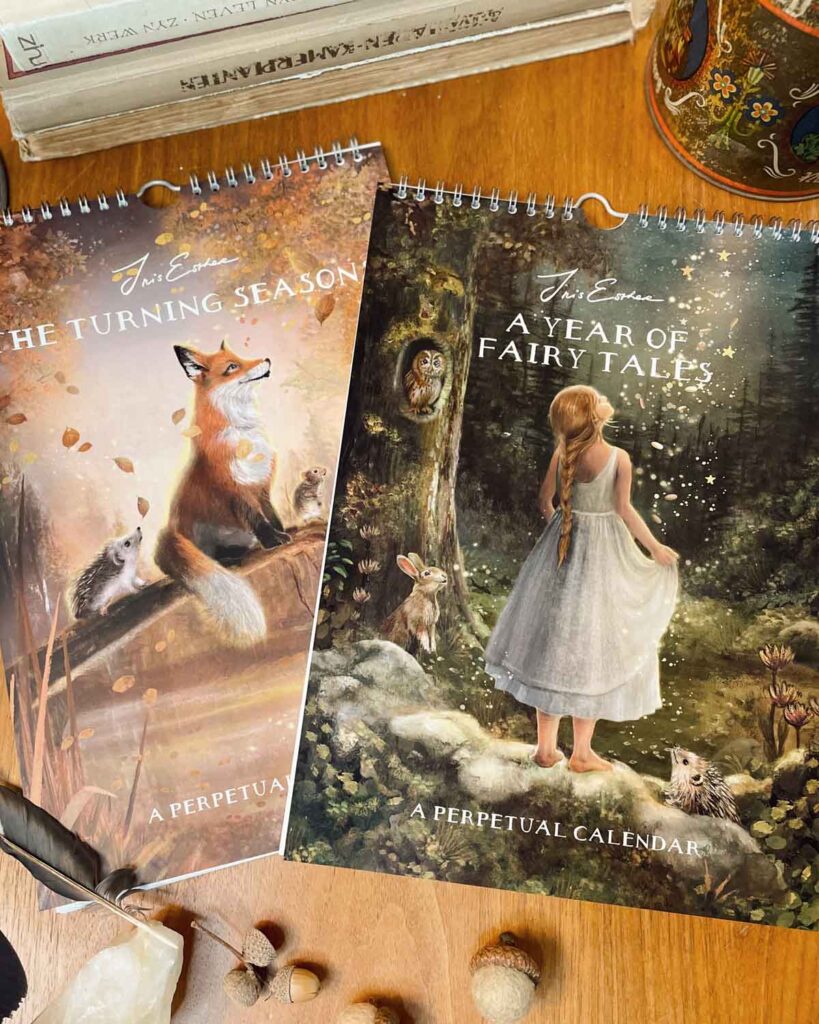 set of two perpetal calendars featuring woodland animals and famous fairytales