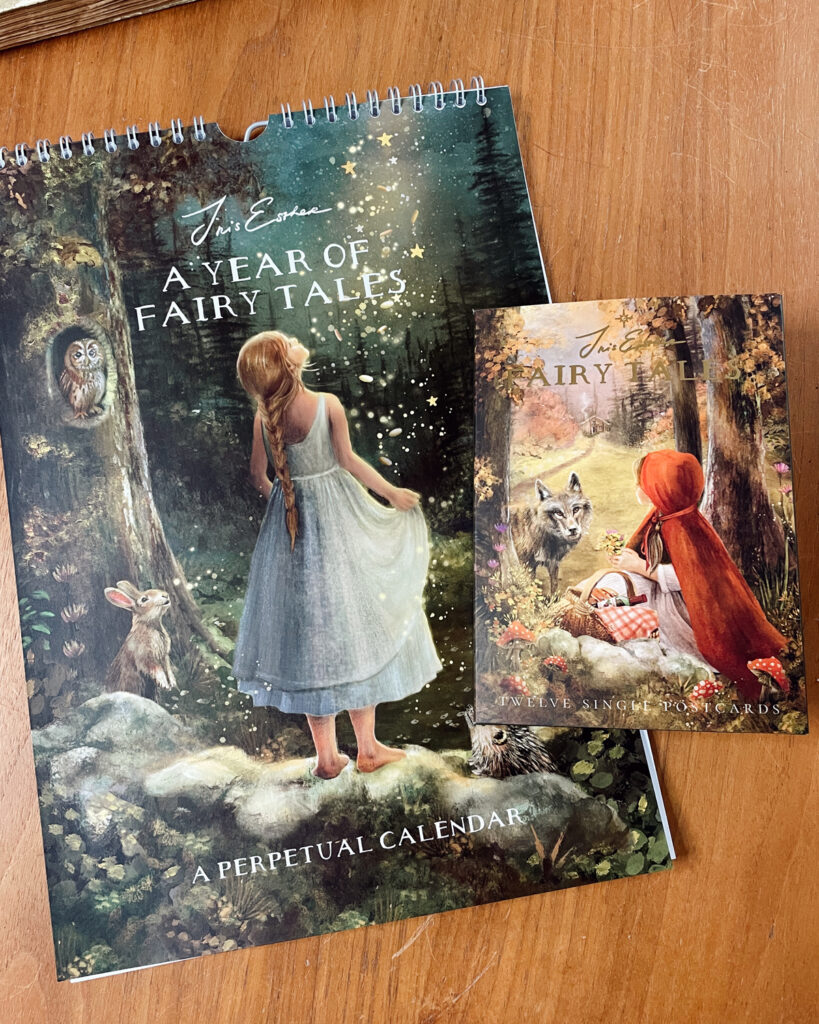 Fairy tale calendar gift set with twelve illustrated postcards by Iris Esther